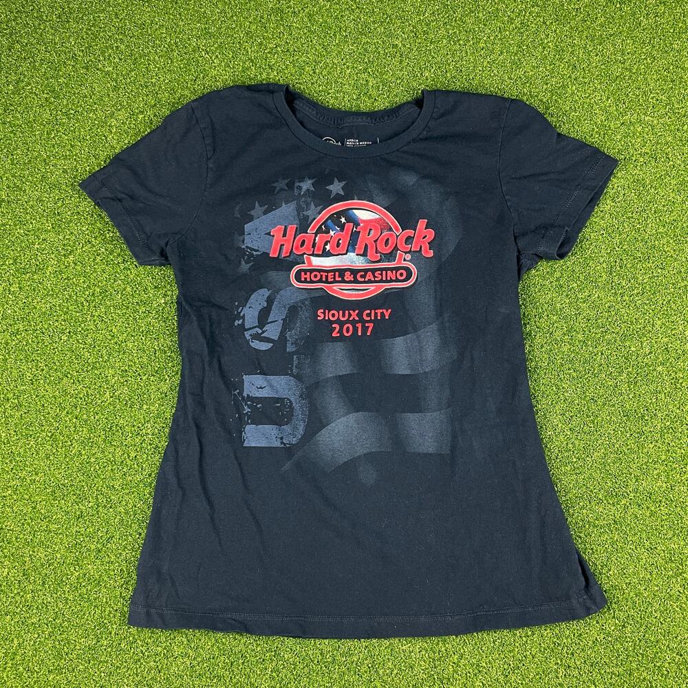 Y2K Hard Rock Hotel & Casino Sioux City 2017 USA Short Sleeve Black T-Shirt Sz M